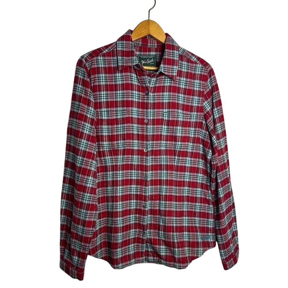 Woolrich Women's Flannel Button Down Size M Shacket Plaid Cabincore Outdoor